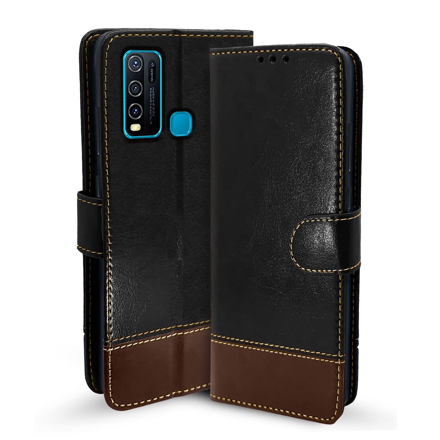 Pikkme Vivo Y30/Y50 Magnetic black & brown flip case