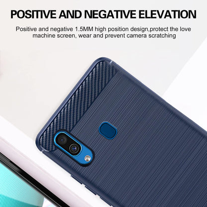 Pikkme Samsung Galaxy A30/ A20/ M10S Hybrid Carbon Fiber Back Cover | Blue