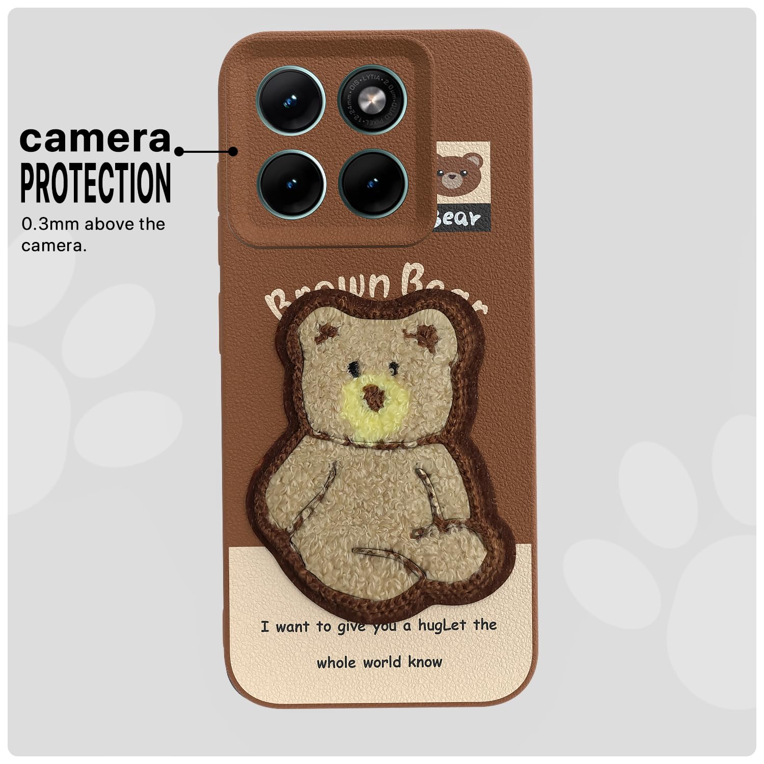 Pikkme brown Plush Patch mobile cover for Moto Edge 70 Fusion 5G – photo 6