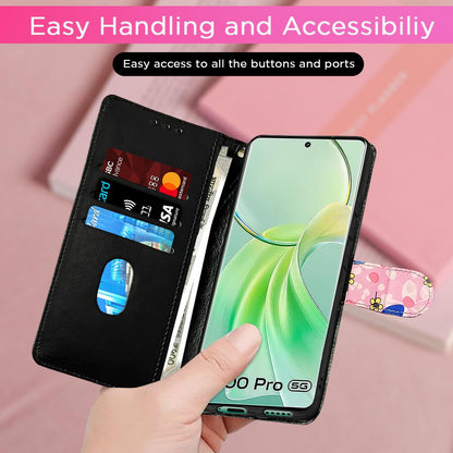 Pink flower wallet flip cover for Vivo Y200 Pro 5G – Pikkme – photo 7