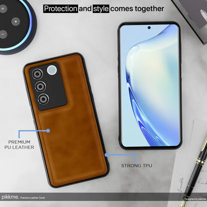 Brown Leather mobile back cover for Vivo V27 5G/V27 Pro – Pikkme – photo 5