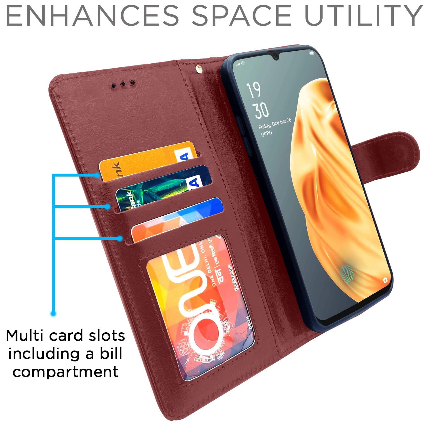 Pikkme Oppo F15 Vintage Flip Cover (Brown)