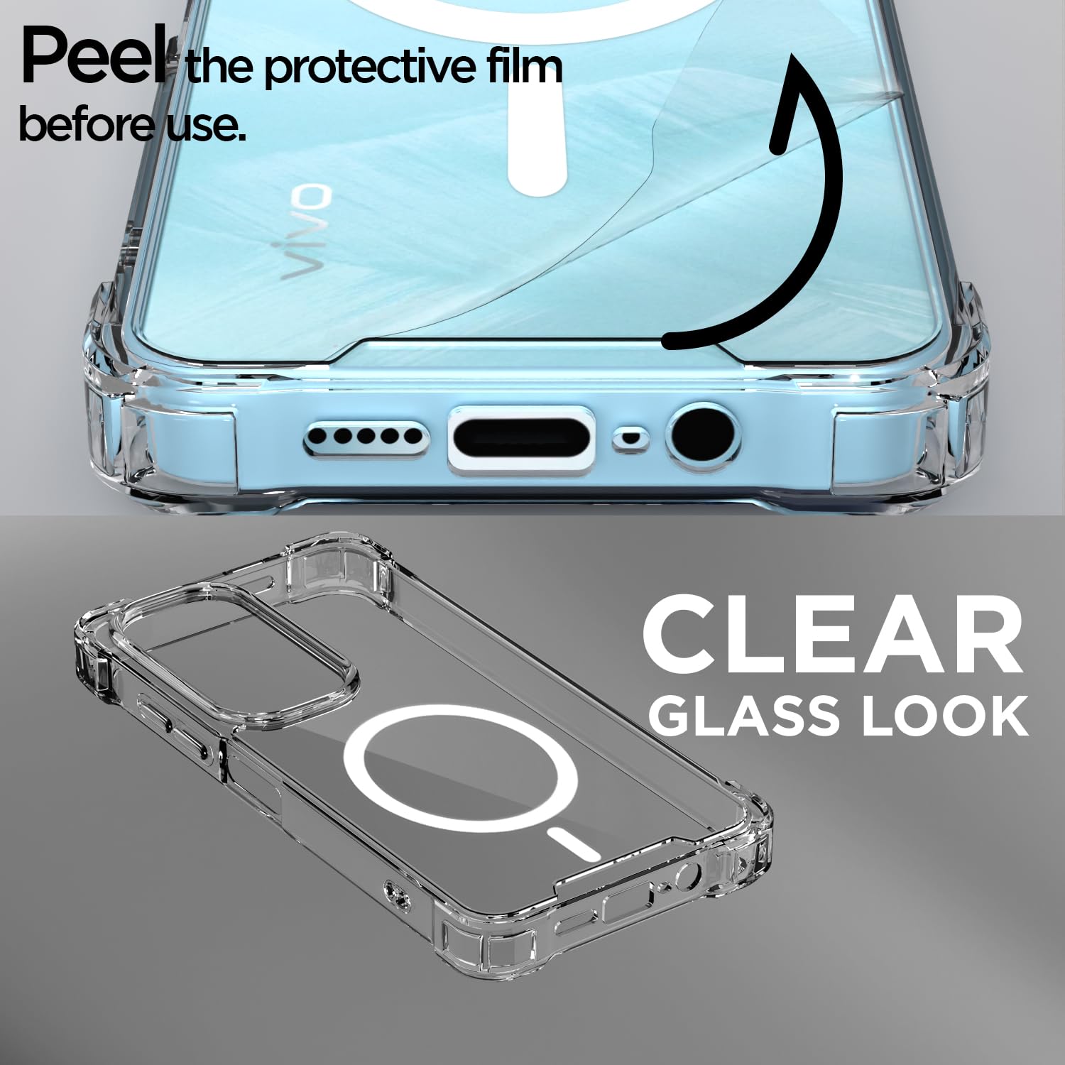 Vivo Y29/Y19s 5G phone cover in transparent mag-safe by Pikkme – photo 3