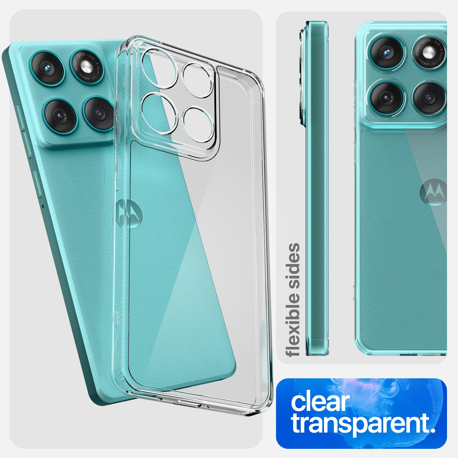 Pikkme Motorola Moto edge 60 fusion Crystal Clear Hard Back PC + TPU Back Cover (Transparent)