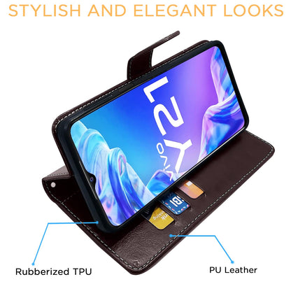 Coffee & brown Magnetic mobile flip cover for Vivo Y21 2021/Y33s – Pikkme – photo 5