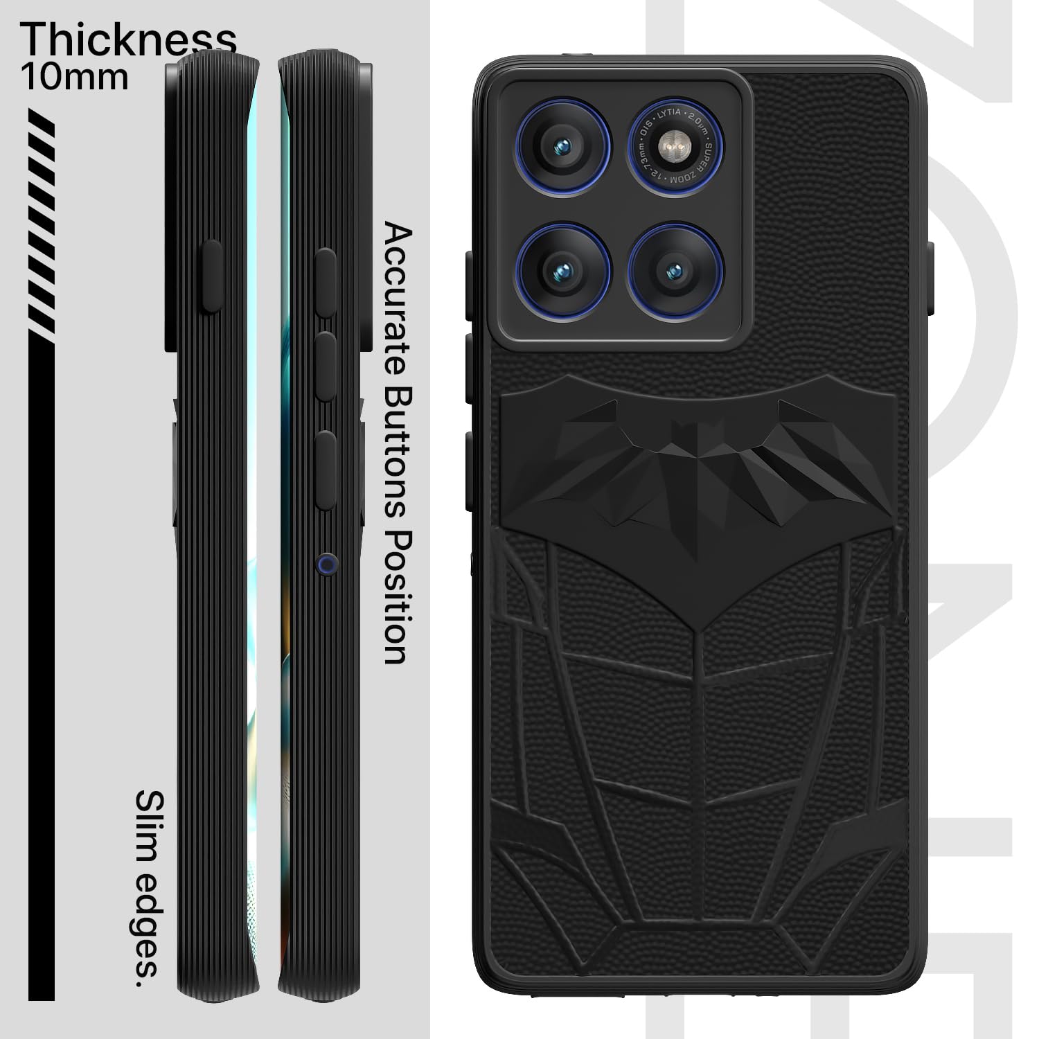 Pikkme Motorola Moto Edge 60 Pro 5G Shockproof Stylish Cartoon Back Cover (Black)