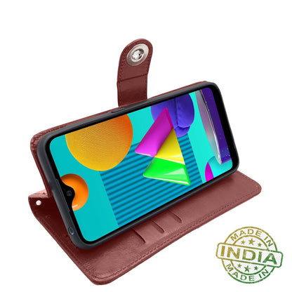 Samsung M01 Wallet wallet flip cover in button brown by Pikkme – photo 4
