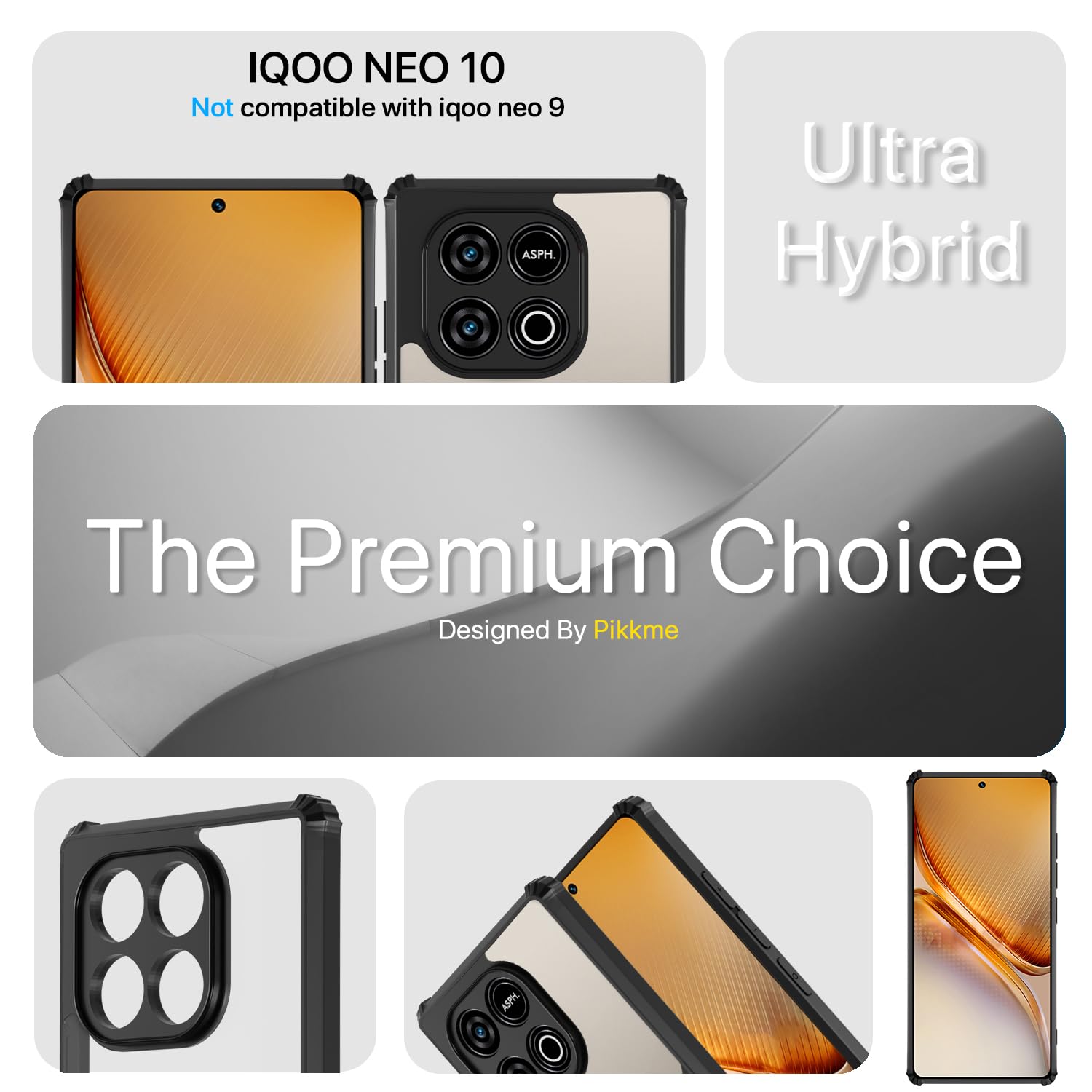 Pikkme iQOO Neo 10 5G / Vivo Y300 GT 5G  Eagle Crystal Clear Transparent Back Cover (Black)