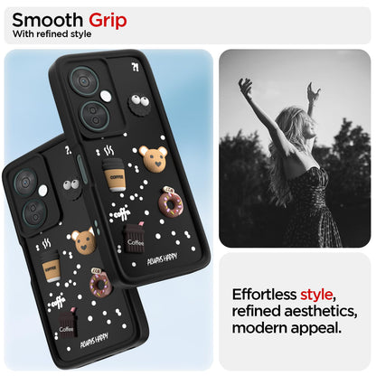 Pikkme OnePlus Nord CE 3 Lite 5G / OnePlus Nord N30 5G  Cute Fun Cartoon 3D Bear Coffee Back Cover (Black)