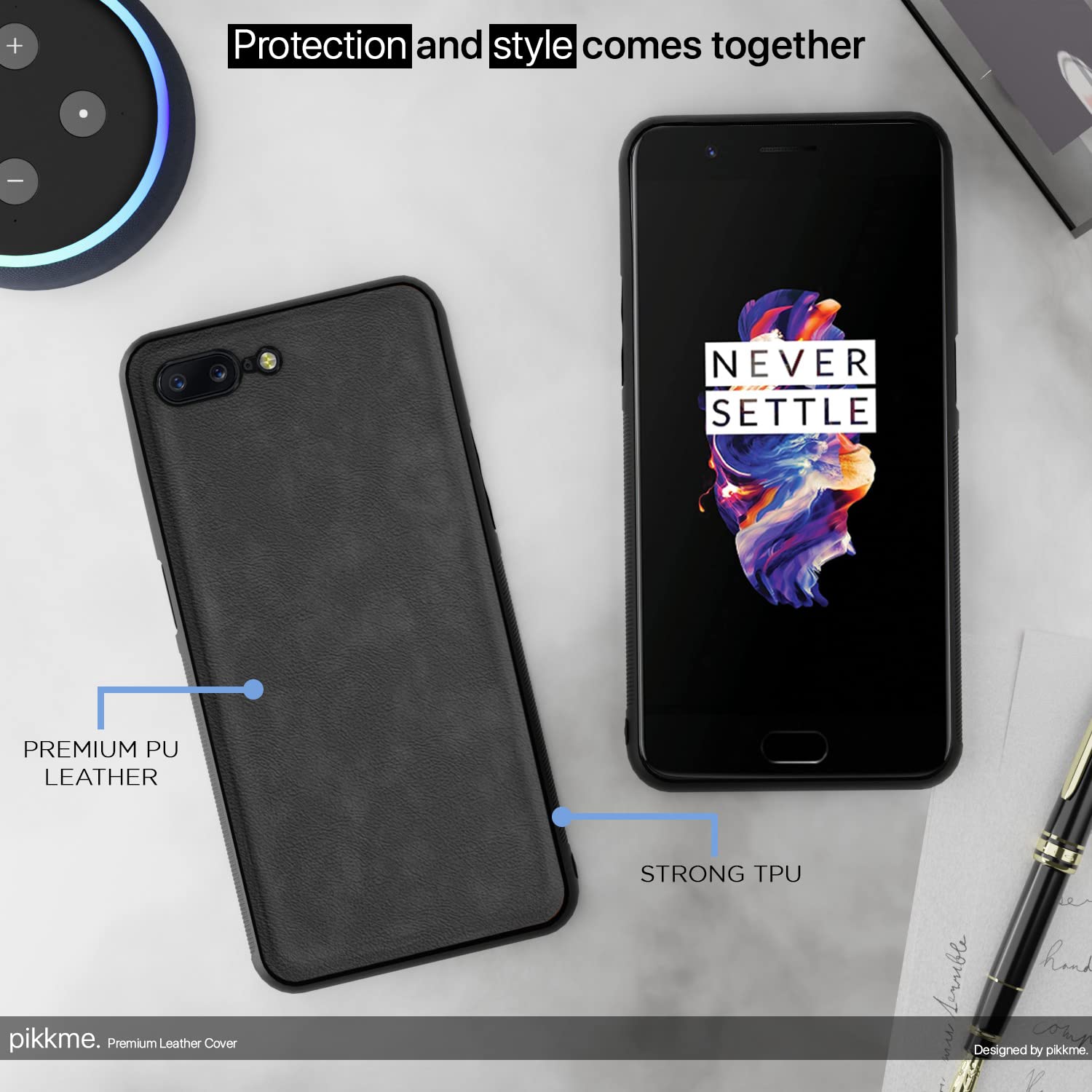 Grey Leather mobile cover for OnePlus 5 – Pikkme – photo 5