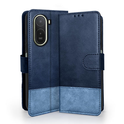 Redmi A7 Pro/Poco C85x 5G Magnetic wallet flip cover in navy & light blue by Pikkme
