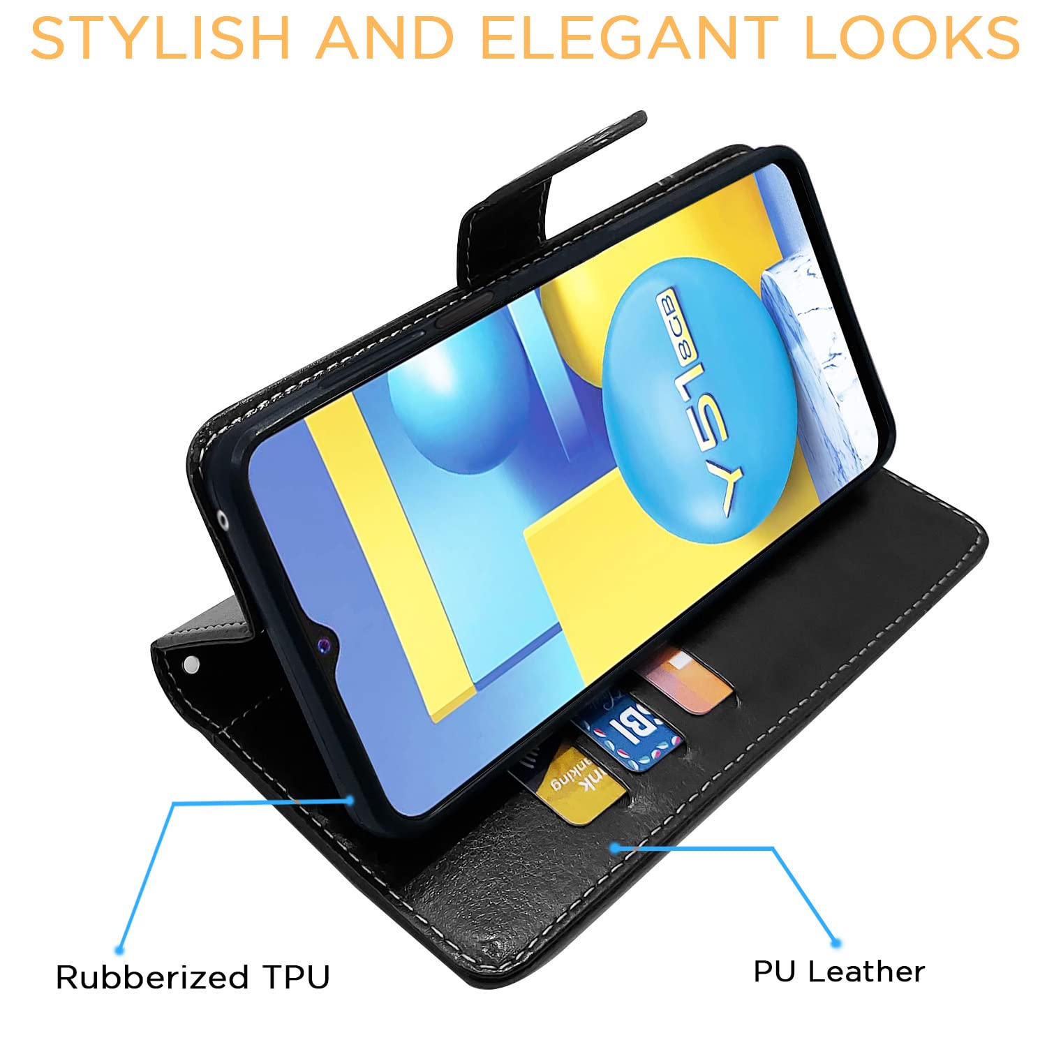 Vivo Y51/Y31 Magnetic wallet flip cover in black & brown by Pikkme – photo 5