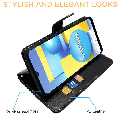 Vivo Y51/Y31 Magnetic wallet flip cover in black & brown by Pikkme – photo 5