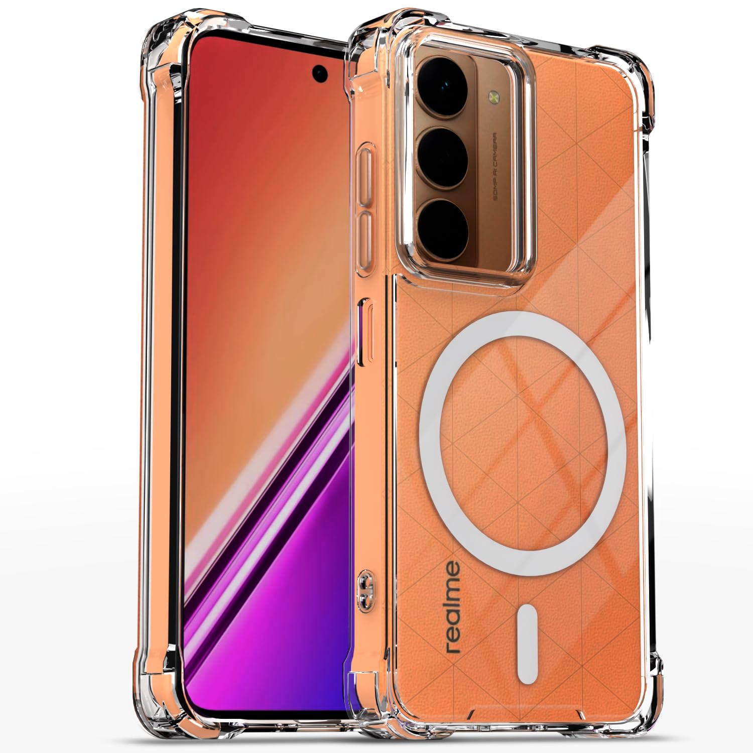 Realme Narzo 80x/P3x/14X 5G mobile back cover in transparent mag-safe by Pikkme