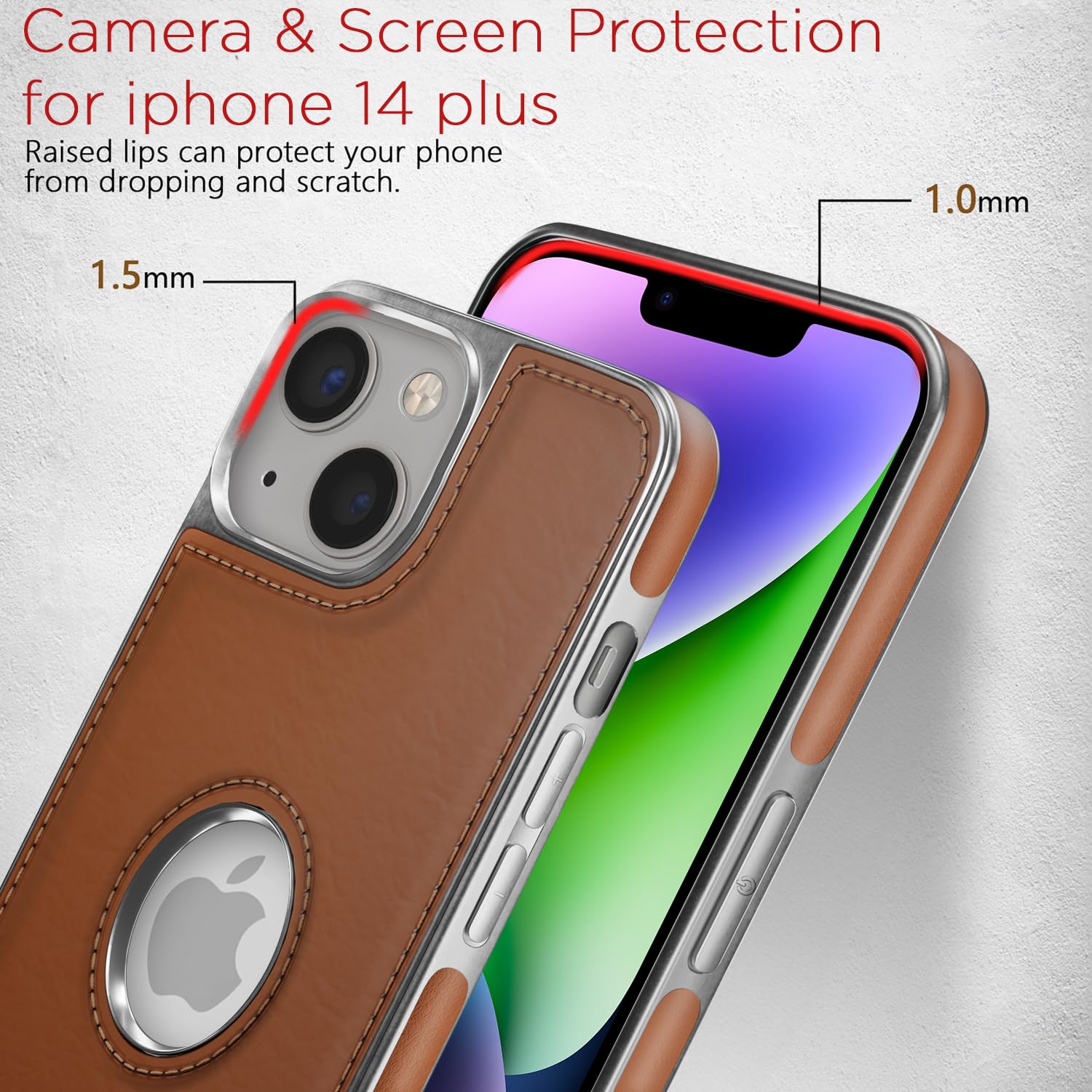 Pikkme chrome brown Leatherback phone cover for iPhone 14 Plus – photo 4