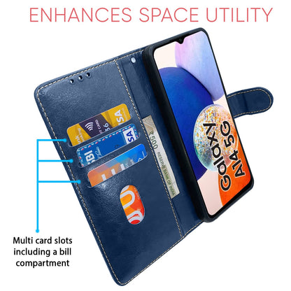 Blue & brown Magnetic wallet flip cover for Samsung A14 4G/A14 5G, Samsung A14 5G – Pikkme – photo 3