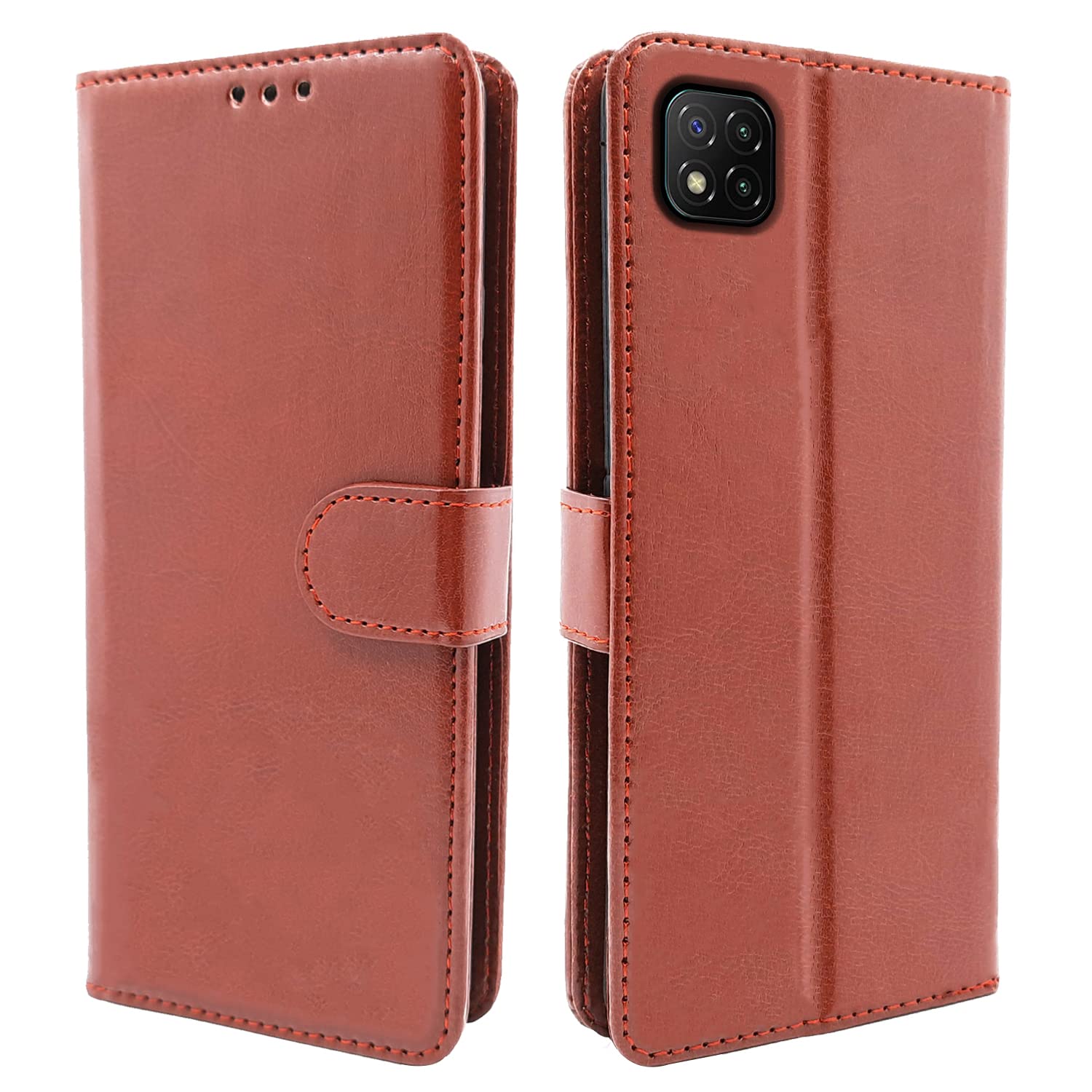 Pikkme Poco C3 Vintage Flip Cover (Brown)