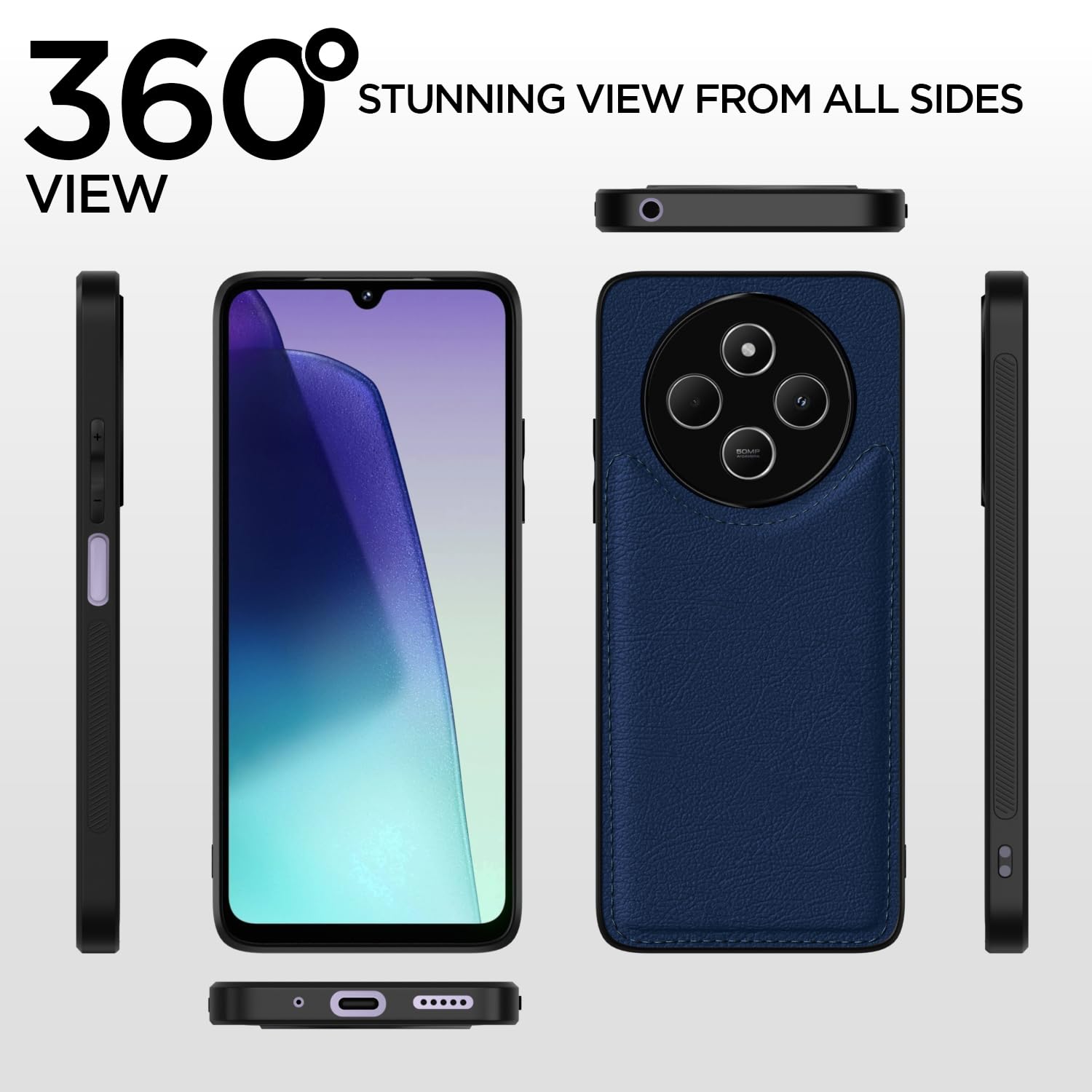 Pikkme Redmi A4 5G / Redmi 14C 5G / Poco C75 5G Leatherback Back Case | Blue