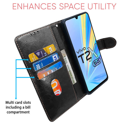 Pikkme black & brown Magnetic mobile flip cover for Vivo T2X/Y16/Y56 5G – photo 4