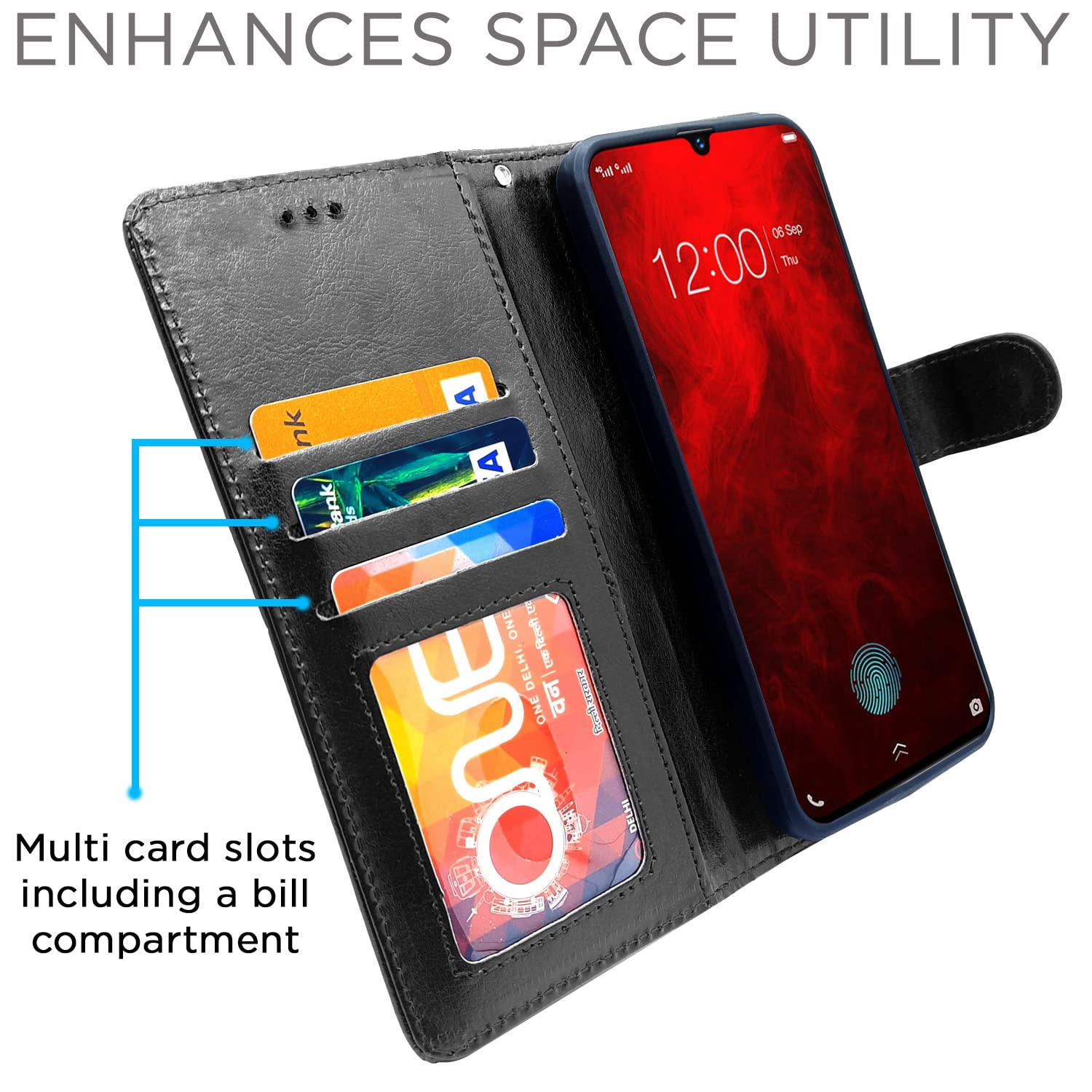 Pikkme Vivo V11 Pro Vintage Flip Cover| Black