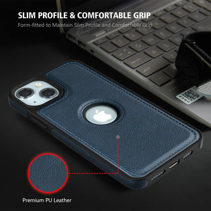 iPhone 15 Leather back cover in blue by Pikkme – photo 3