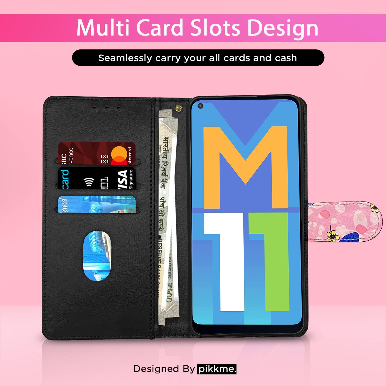 Pink flower flip cover for Samsung M11 – Pikkme – photo 2