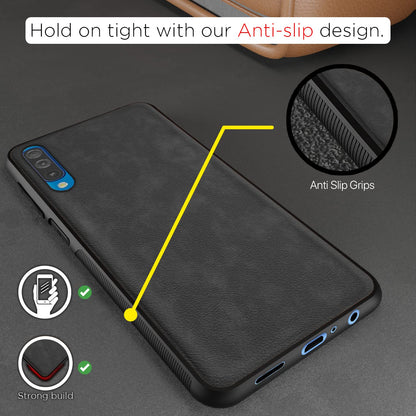 Samsung A50/A30s/A50s Leather back cover in grey by Pikkme – photo 2