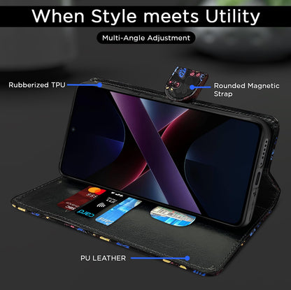 Pikkme black flower Wallet wallet flip cover for POCO X7 Pro 5G – photo 5