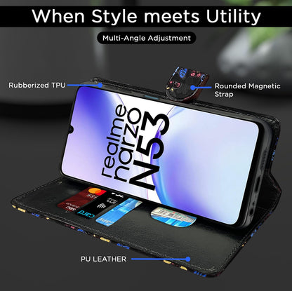Pikkme black flower Wallet mobile flip cover for Realme Narzo N53 – photo 5