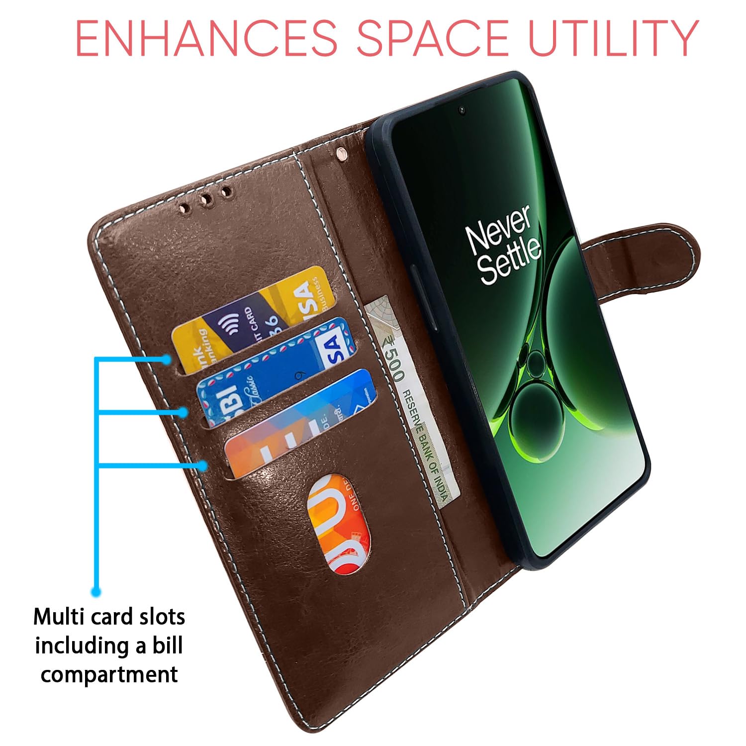 Pikkme brown & coffee flip cover for OnePlus Nord 3 5G – photo 3