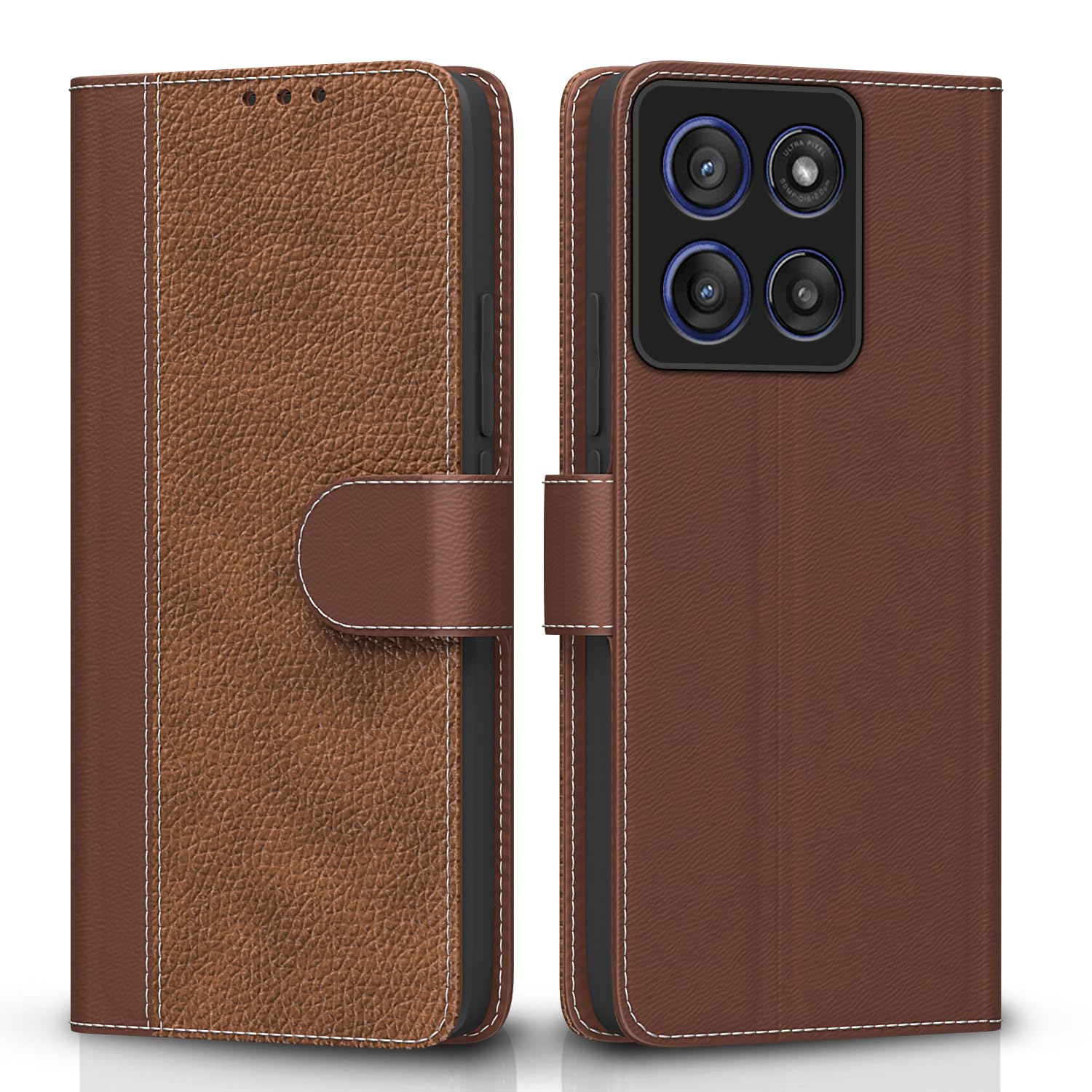 Pikkme Motorola Moto Edge 60 Stylus 5G Double Contrast Flip Cover (Tan)