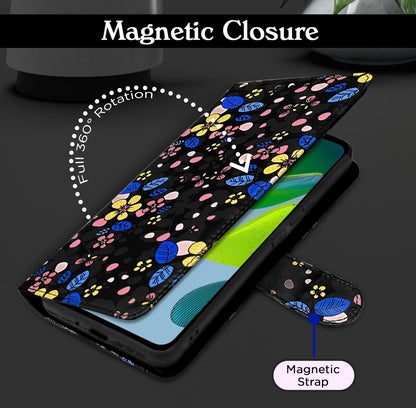 Moto E13 Wallet wallet flip cover in black flower by Pikkme – photo 2