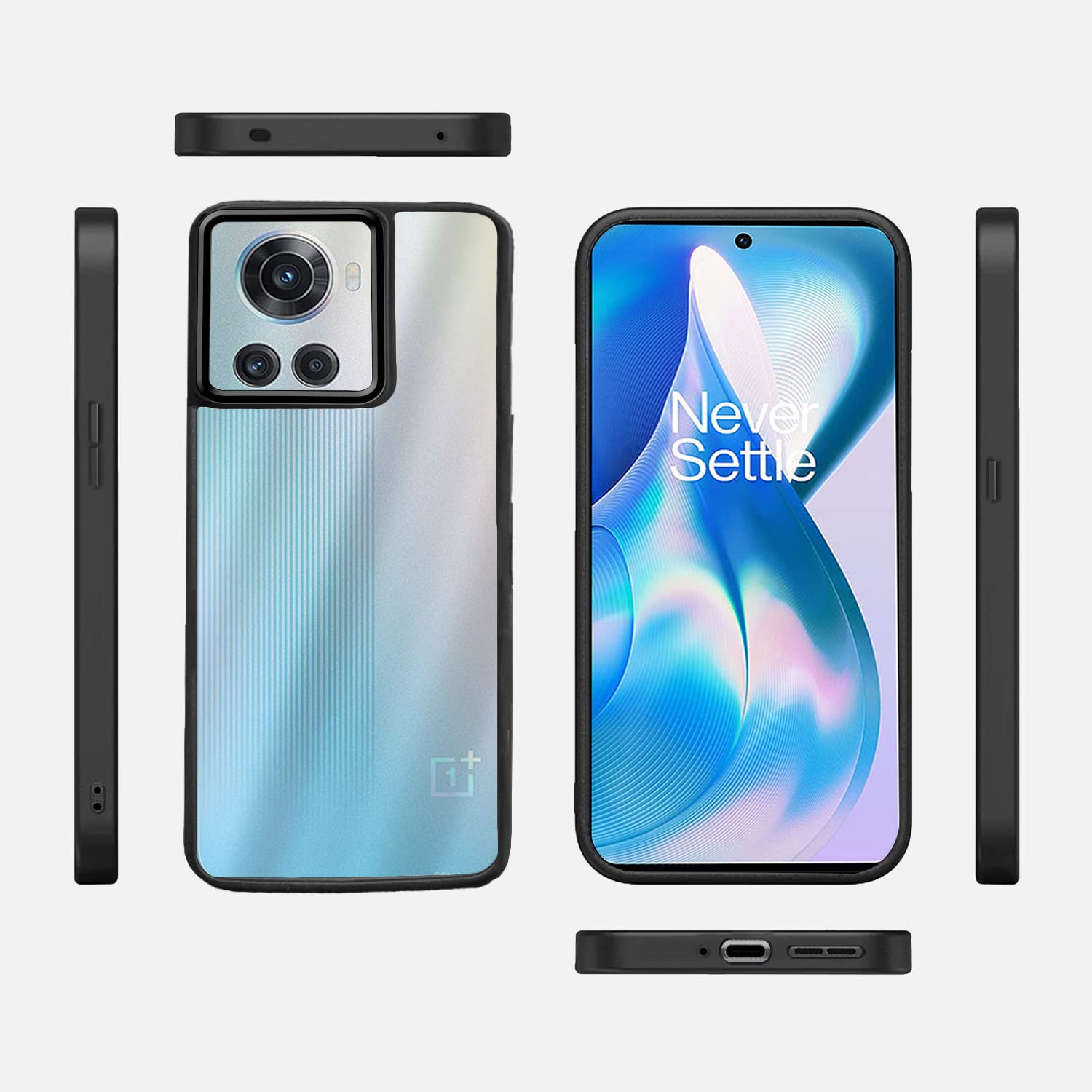 Pikkme Oneplus 10 Pro 5G Chrome Metal Ring Back Cover (Black)