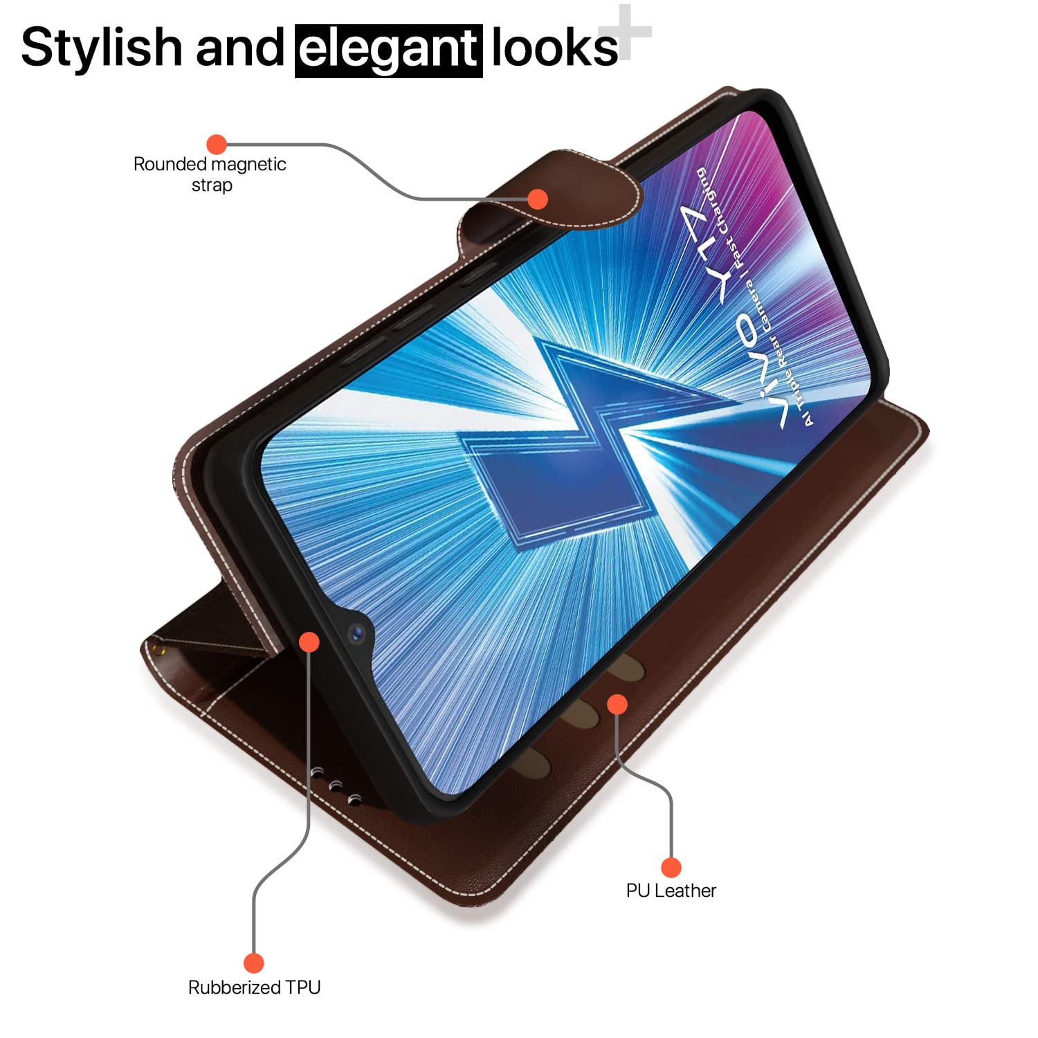 Pikkme brown & coffee mobile flip cover for Vivo Y12/Y15/Y17/U10 – photo 3