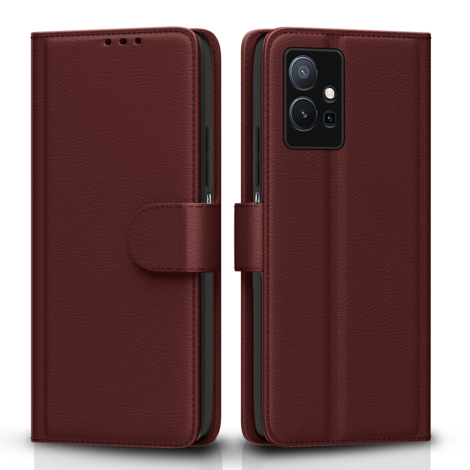 Brown flip cover for Vivo T1/Y75/iQOO Z6 5G – Pikkme