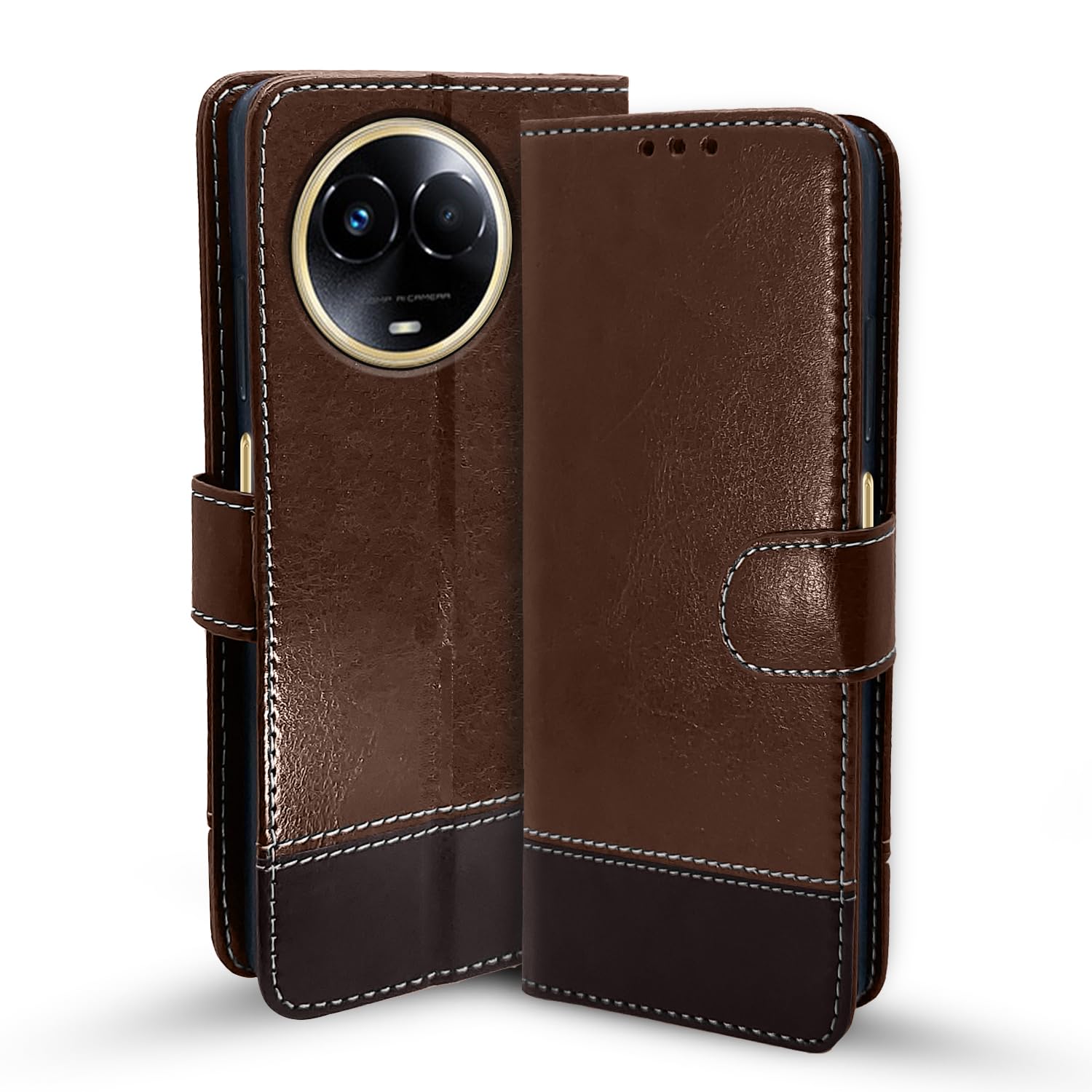 Pikkme Realme 11/11X 5G/Narzo 60X 5G Magnetic brown & coffee flip cover