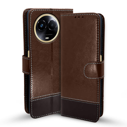 Pikkme Realme 11/11X 5G/Narzo 60X 5G Magnetic brown & coffee flip cover