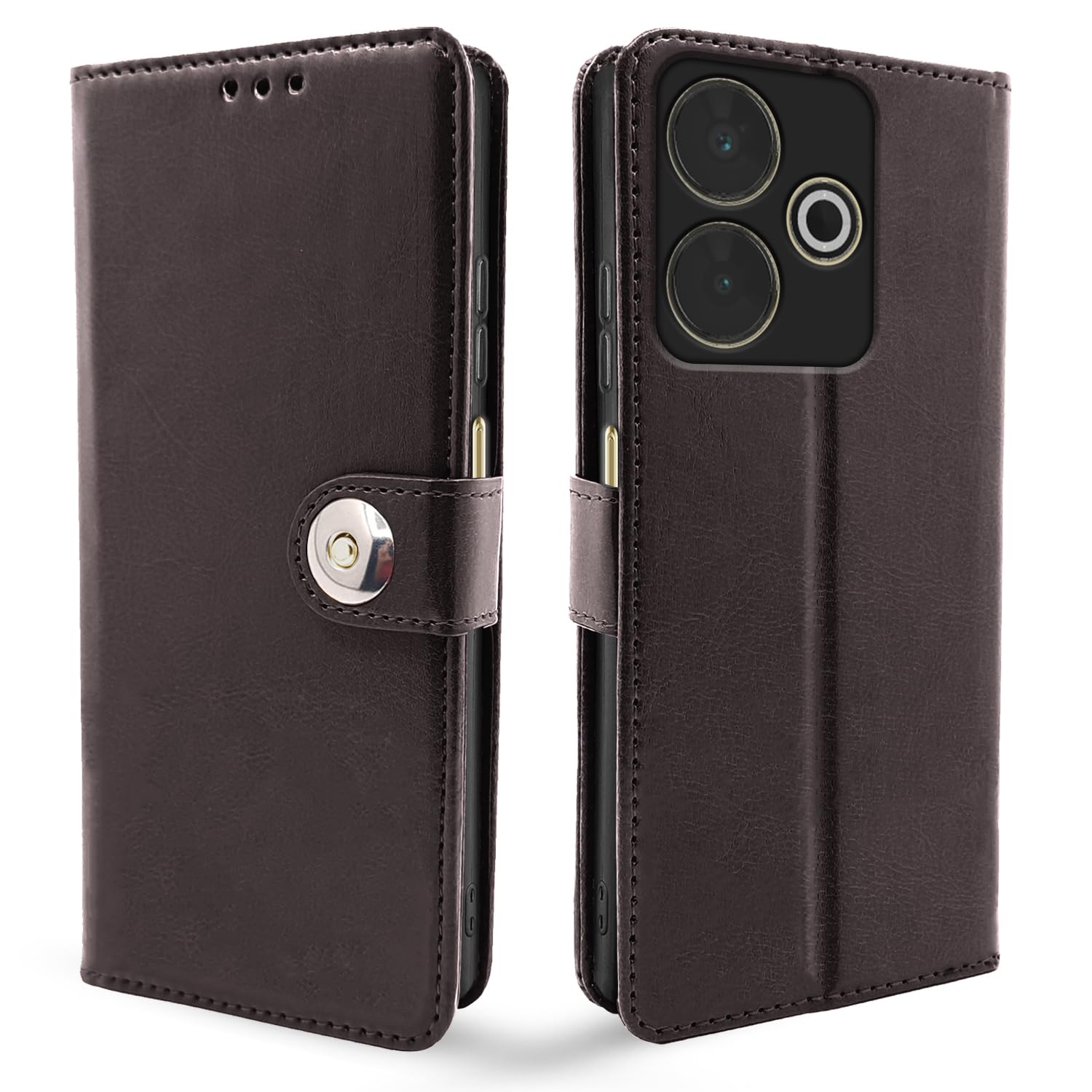 Pikkme Redmi 13/Poco M6 Plus 5G Button coffee flip case