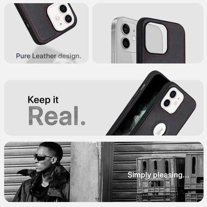 Pikkme iPhone 12 Luxe Series | Velvet Cloth Inside PU Leather Back Case (Black)