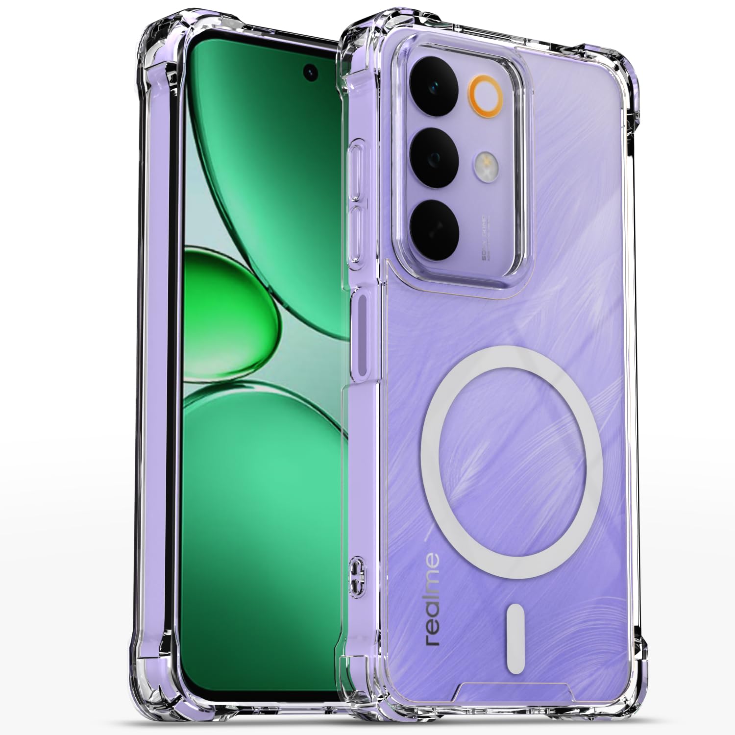 Realme Narzo 90X/C85/15X 5G MagSafe phone cover in transparent mag-safe by Pikkme