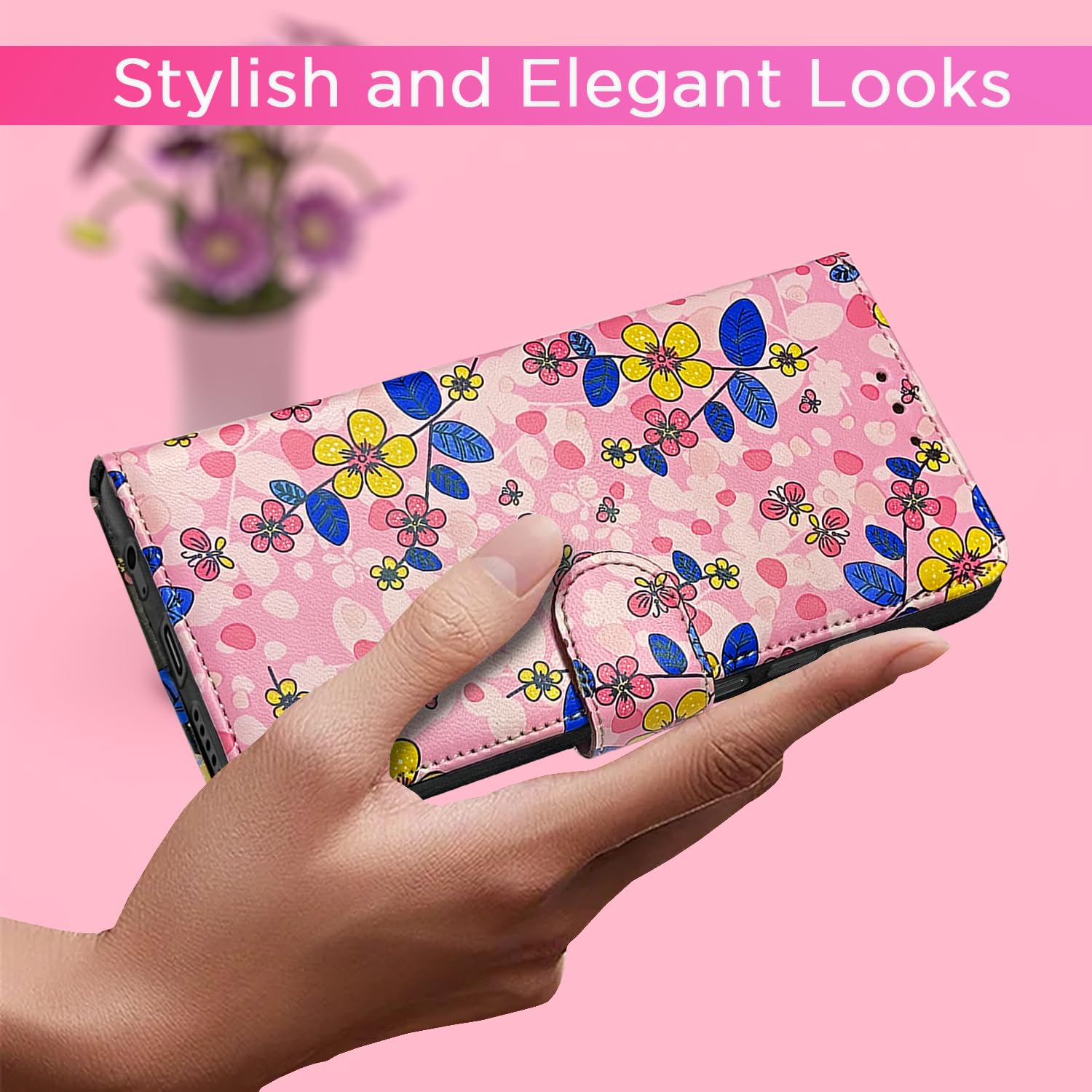 Pikkme pink flower Wallet flip cover for iQOO Z9x 5G – photo 3
