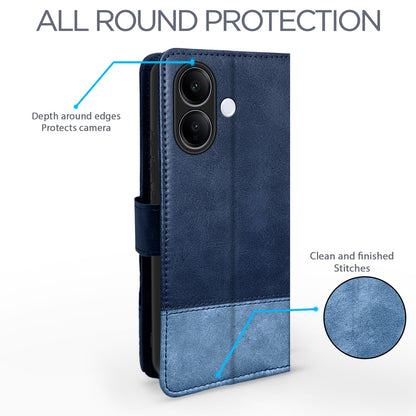 Vivo V60 Lite 5G Magnetic wallet flip cover in navy & light blue by Pikkme – photo 4