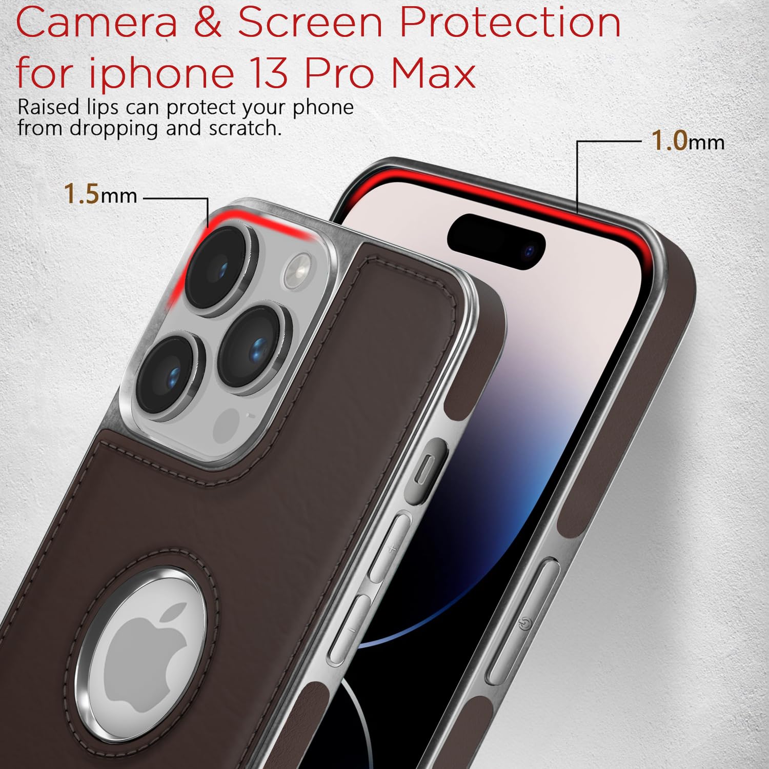 Pikkme iPhone 14 Pro Leatherback chrome coffee mobile back cover – photo 4
