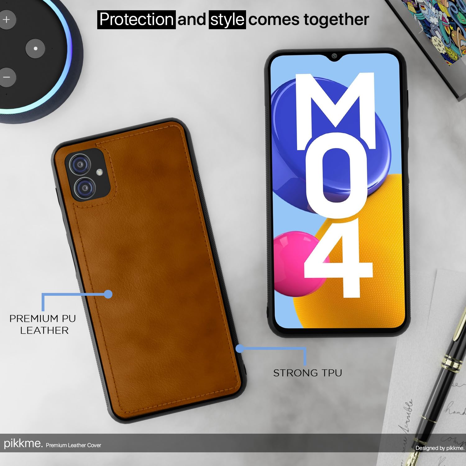 Samsung M04 Leather back cover in brown by Pikkme – photo 5