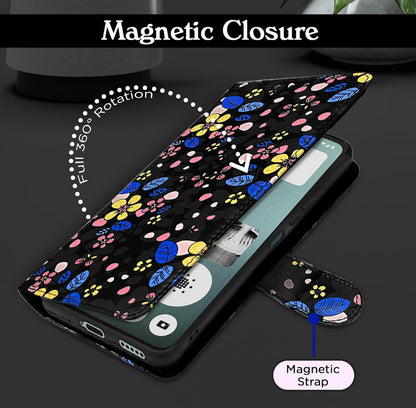 Pikkme CMF By Nothing Phone 1 Flower Flip Cover (Black)