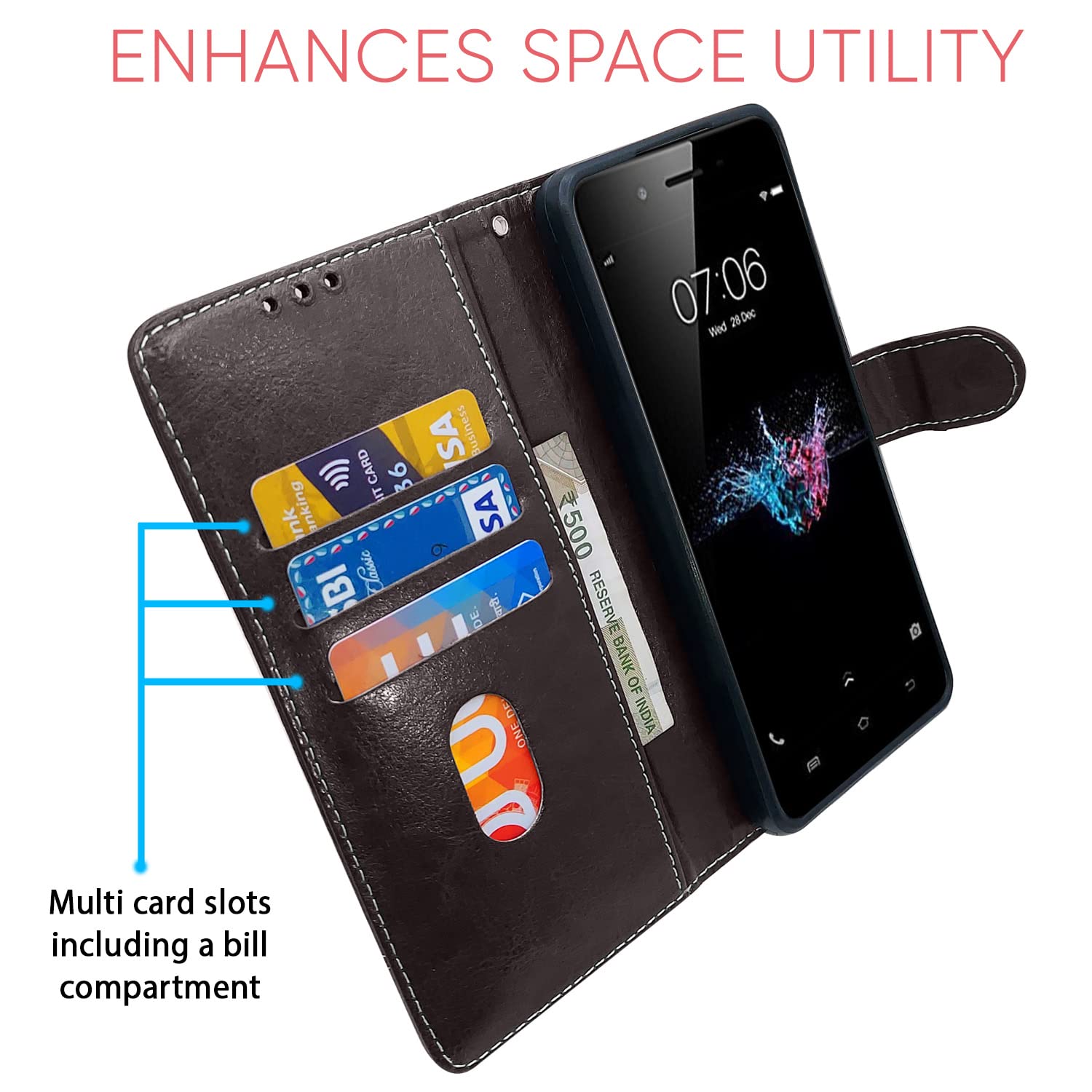 Coffee & brown Magnetic flip case for Vivo Y55 – Pikkme – photo 3