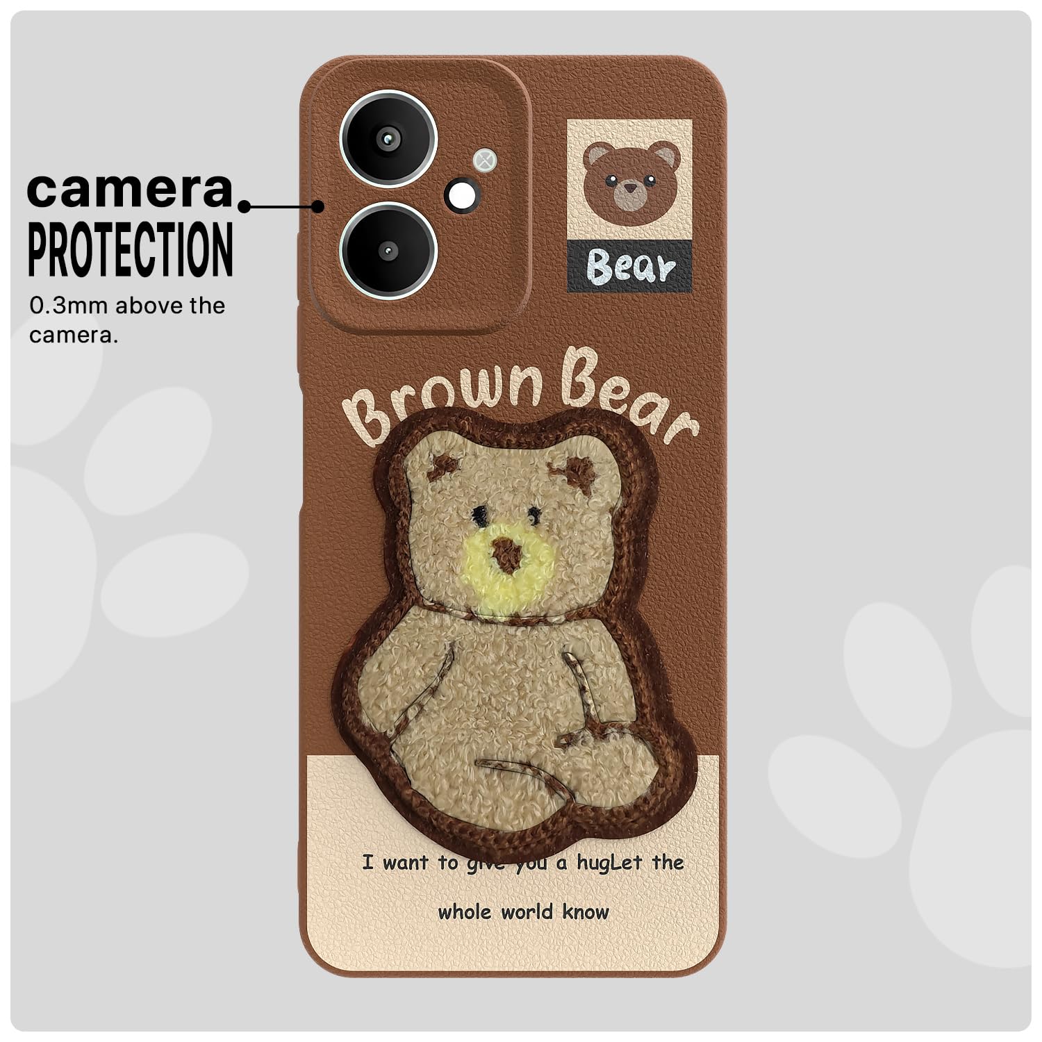 Pikkme Redmi 13C 5G Plush Patch brown mobile back cover – photo 6