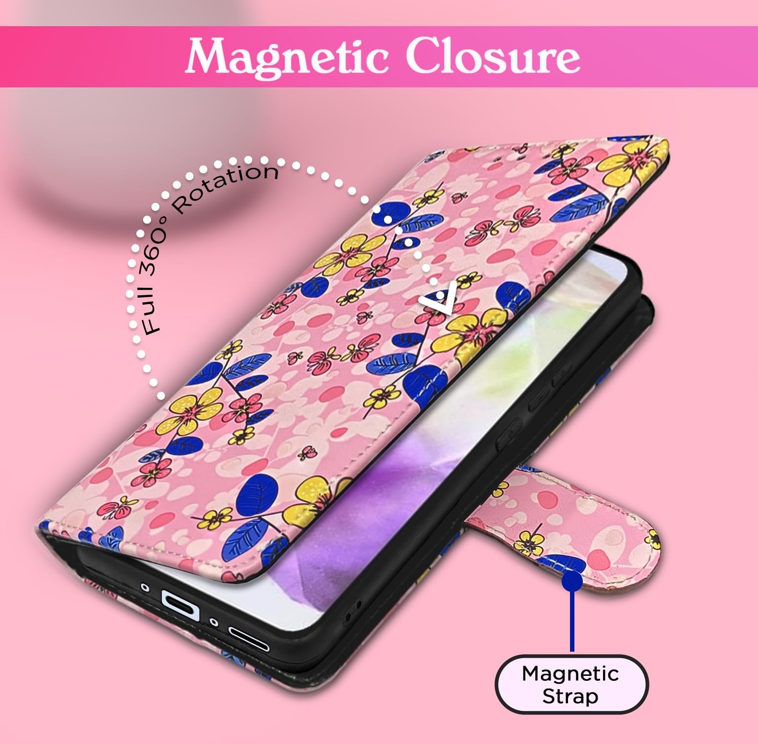 Pink flower flip case for Samsung A56 5G – Pikkme – photo 6