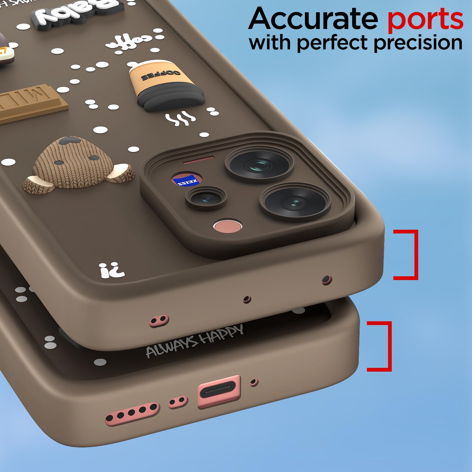 Vivo V70 5G/3D Silicone mobile cover in brown by Pikkme – photo 4