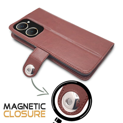 Pikkme Vivo Y03 4G Button Flip Cover (Brown)